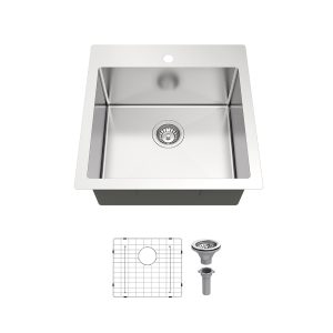 Glacier Bay Single-Bowl Square Stainless Sink