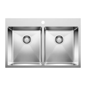 BLANCO QUATRUS R15 31-Inch Double-Bowl Stainless Kitchen Sink