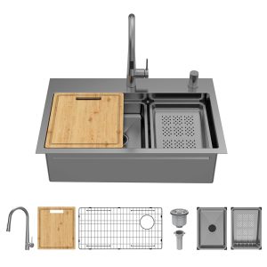 Glacier Bay All-in-One Single-Bowl Sink Black Stainless