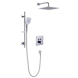Glacier Bay Roan Square Raincan Shower System Chrome