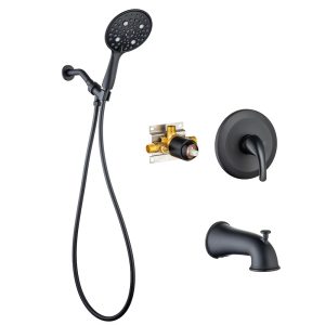RAINLEX 6-Spray Tub Shower Faucet Matte Black