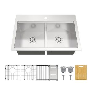 Glacier Bay Workstation Double-Bowl Sink Stainless Steel